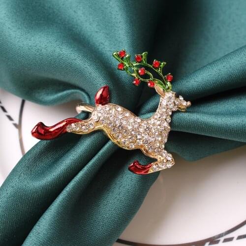 12PCS/Metal Christmas Reindeer Napkin Ring Desktop Decoration Used for Christmas Family Gathering, Holiday Dinner Party, etc