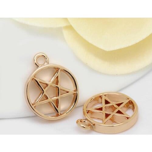 6PCS 13.5x17MM 24K Champagne Gold Color Plated Brass Star Charms Pendants High Quality Diy Jewelry Accessories