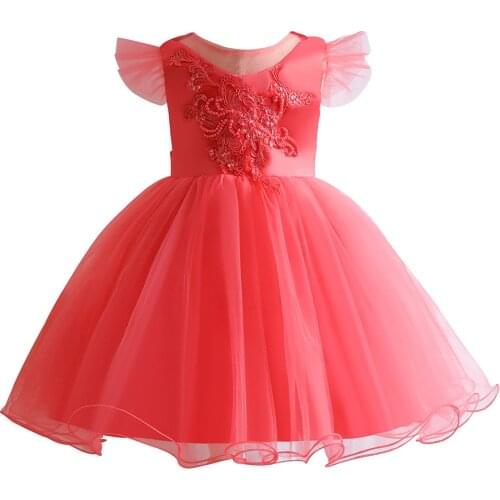2021 Mesh Baby Girl Dress Children Birthday Princess Dress Tutu Evening Dress For Girls Performance Costume Wedding Dress 1-5Y