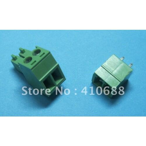2pin/way Pitch 3.5mm Screw Terminal Block Connector Green Color T Type with pin 50 pcs