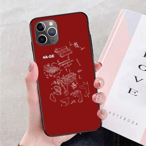 4A-GE Engine Diagram soft TPU border phone case for iphone 11PRO 11PROMAX 11 X XS XR XSMAX 6 plus 7 7plus 8 8plus cover