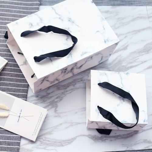 5pcs/lot Marble Paper Gift Bag For Christmas/Wedding/Baby Shower/Birthday Party Favors Gift Packaging Box Party Decoration