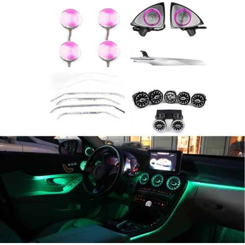 64 colorLED full car ambient light for Mercedes-Benz GLC-class C-class w205 X253 C200L ambient light turbine air vent mid cover