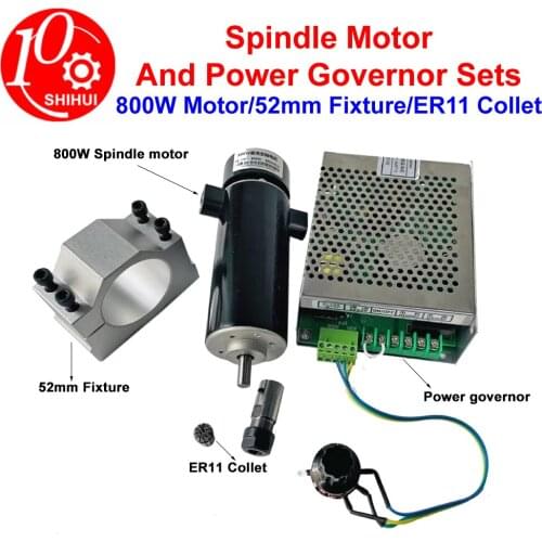 0.8KW Air-Cooled Spindle 800W CNC Spindle Motor Kit For DIY Engraving Machine ER11 Chuck 52mm Motor Fixture Governor Match MACH3