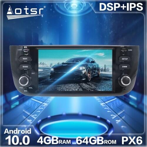 Aotsr Android 10.0 4GB+64GB Car Radio Player GPS Navigation DSP For Fiat Punto 2009- 2015 Car Auto Stereo HD Multimedia Headunit