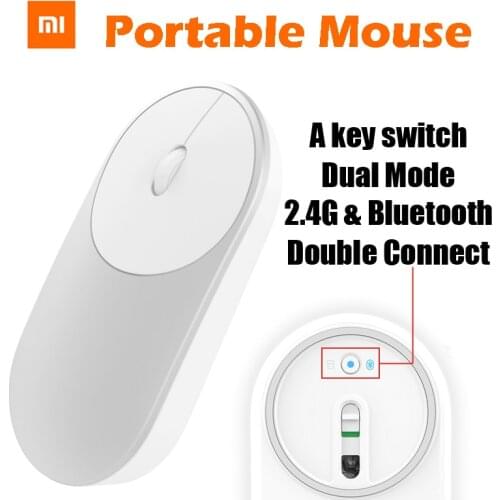 Original Xiaomi MI Portable Mouse Wireless Optical Bluetooth 4.0 RF 2.4GHz Dual Mode Connect Computer Windows 7 / 8 / 10