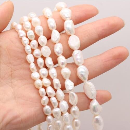 Fine Natural Freshwater Pearl Vertical Hole Two Sided Light White Loose Beads for Jewelry Making Bracelet Necklace Women Gift