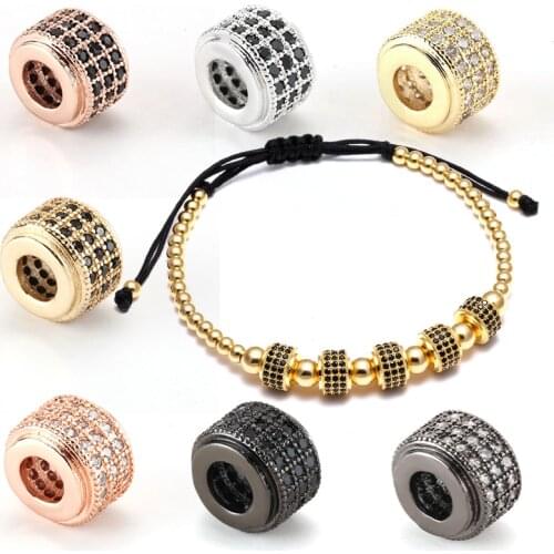 Charm Beads for Jewelry Making Supplies Gold Beads Diy Earring Bracelet Necklace Copper White Black Zircon Big Hole Accessories