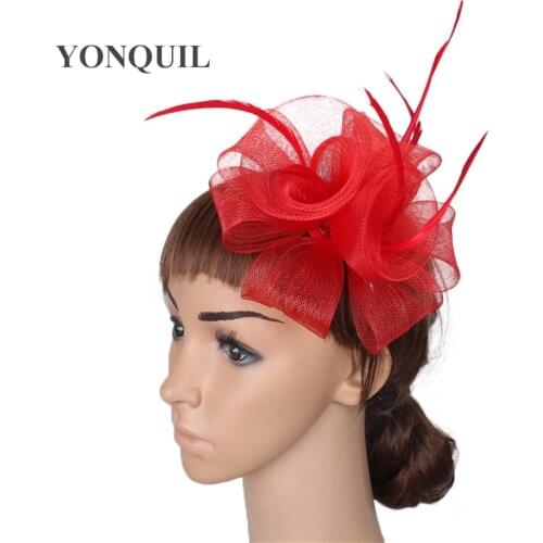 Lady Red Fashion Fascinators For Wedding Hair Accessories Bridal Hats Party Gorgeous Headwear Ladies Kentucky Cocktail Hats