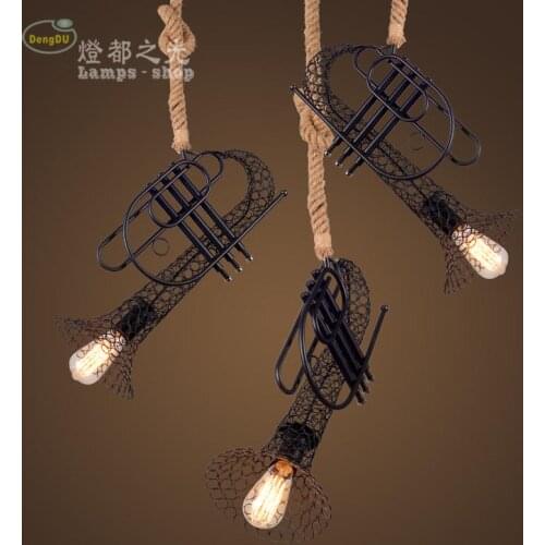 Cafe decoration pendant lamp NEW 50CM Vintage industrial hemp clothing store creative American retro pendant light Bar 2017