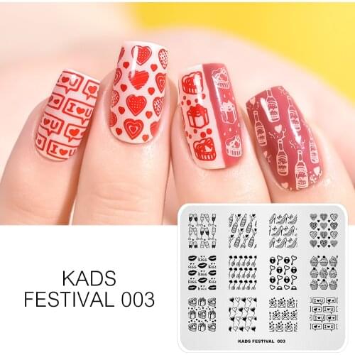 Valentines Day Nail Art Stamping Plate Kiss Heart Love Letter Design Nail Image Stamp Template for Nail Polish Stencil Tool