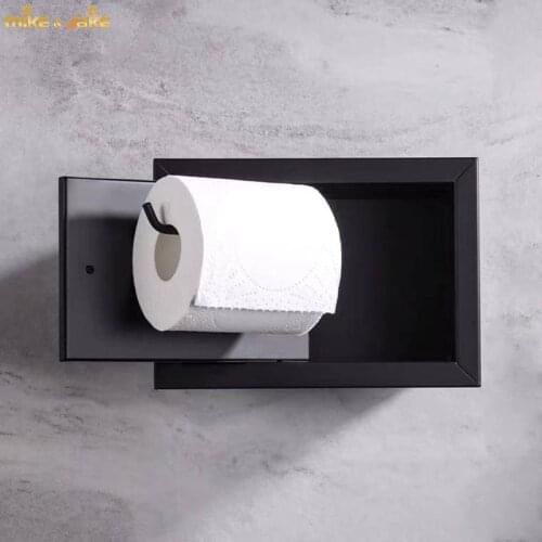 Stainless steel concealed black paper holder wall mounted paper holder hotel toilet paper towel box paper towel holder toilet