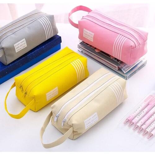 Oxford Cloth Double Layer Pencil Case Pen Bag School Stationery Storage Pouch