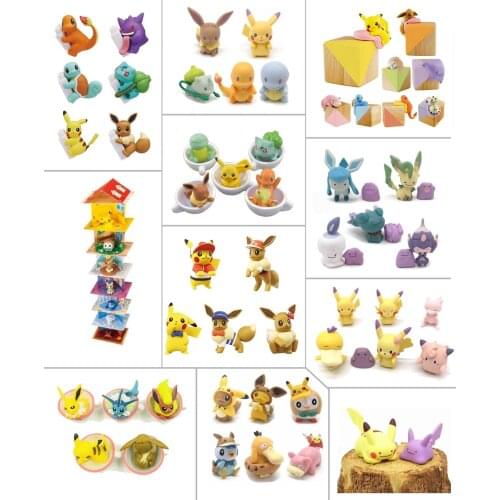 10 Sets Pik Eev Sno Row Psy Lit Mim Squ Bul Cha 3-5CM PVC With In Opp Bag Action Figures Toy