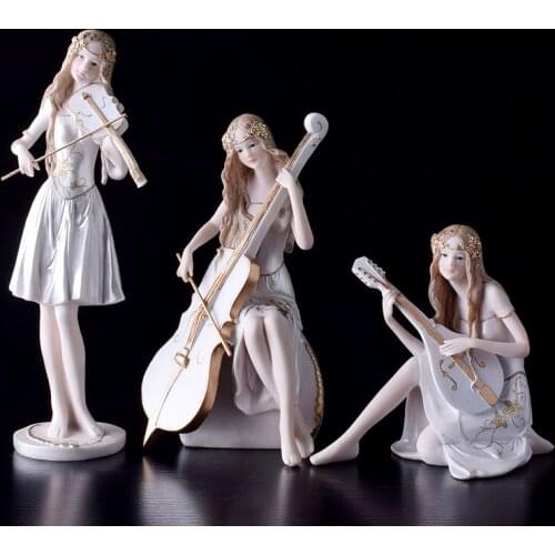 European Beauty Playing Music Girl Piano Decoration for Cello Players fairy garden miniatures figurines living room home decor
