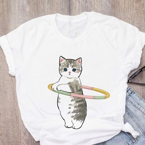 Cute Cat Graphic Printed Women T-shirt Summer New Fashion Short Sleeve Ladies Tshirts Girls Harajuku Casual Tops Tee