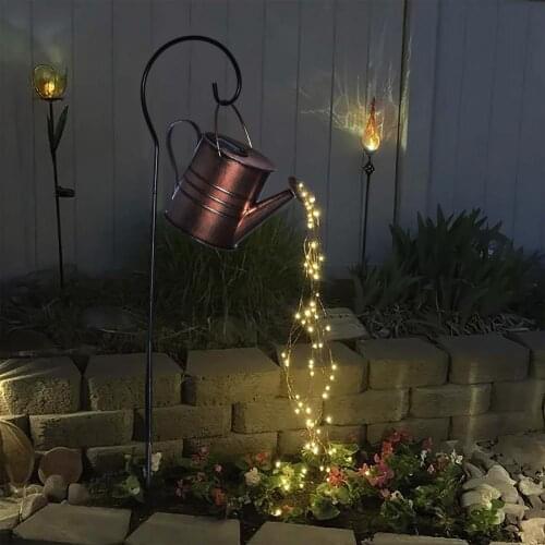 ​Solar Kettle Shower Light Wrought Iron Solar Watering Can Light Waterproof LED Lights String Fairy-tale Light Garden Decorati