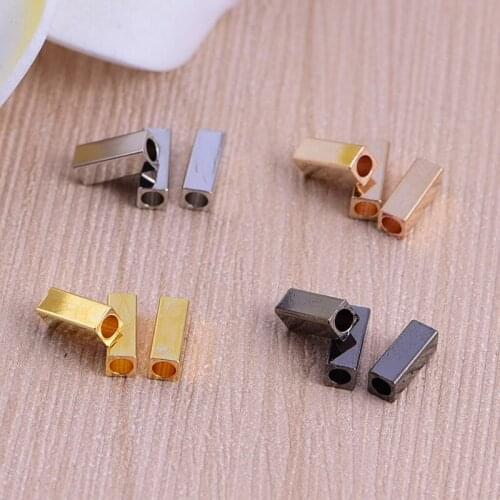 100pcs Smooth Rectangular Copper Tube Handmad Connecting for Necklace Earrings DIY Jewelry Finding