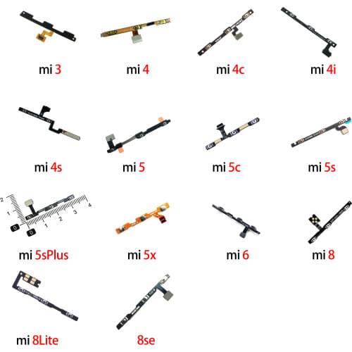Volume Button On Off Flex Cable For Xiaomi 3 4 4i 4S 5 5S Plus 6 8 8Lite 9 9SE 9T Lite Pro Phone Power Replacement Parts