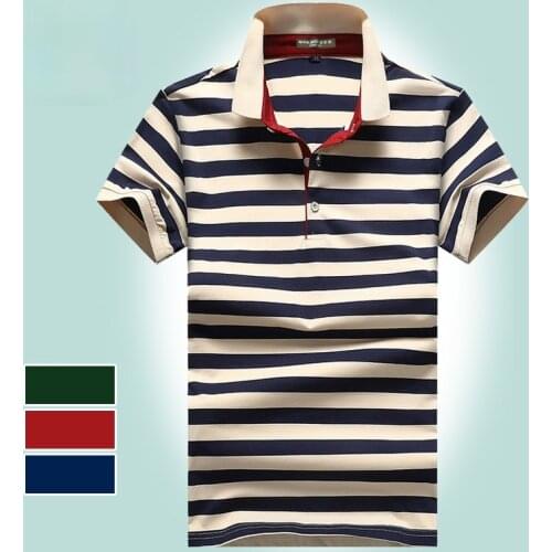 2021 Summer New Men Srtiped Short T Shirt 95%Cotton Casual Breathable Button Fashion Slim Short T Shirts Mens