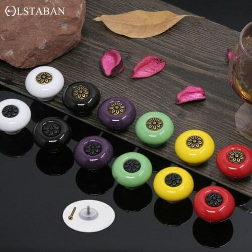 LSTABAN Punch Free Wardrobe Sticky Powerful Sucker Knob Color Round Single Hole Drawer Shoe Cabinet Furniture Door Small Handle