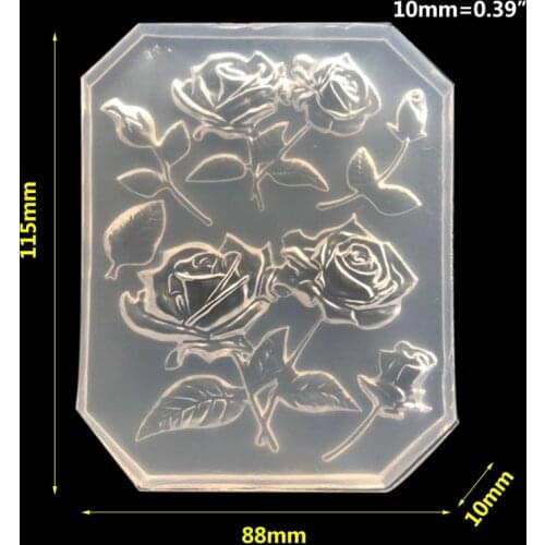 New Mirror DIY Handmade UV Crystal Epoxy Mold With Leaf Big Rose Jewelry Pendant Accessories