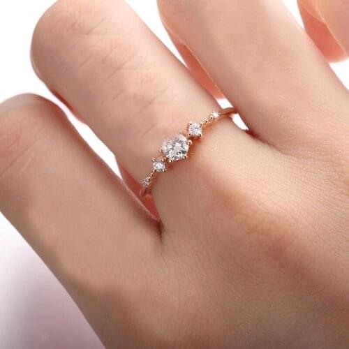 Wedding Ring For Women Cubic Zirconia Rose Golden Rhinestone Crystal Opal Rings Finger Jewelry Christmas Gift