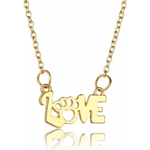 Cute Pet Paws Prints Love Letters Alphabet Pendant Necklace Women Men Jewelry Dog Lovers Necklaces Animals Rescue Gifts Collier