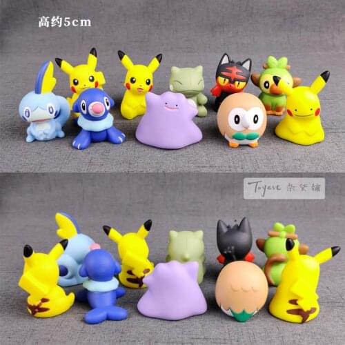 Pokemon 5cm PVC Pikachu Rowlet Litten Grookey popplio Sobble Anime Action Figure Model Toys Gift for Children