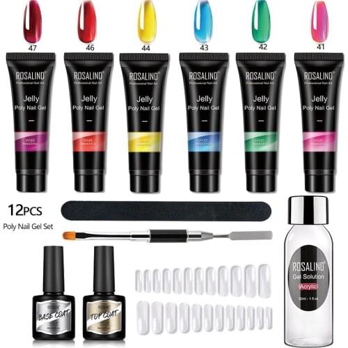 ROSALIND Poly Nail Gel Ultraviolet Extension Polish Cheap Acrylic Nail Set Free Shipping With Enamel Semi Permanent Tool Kit