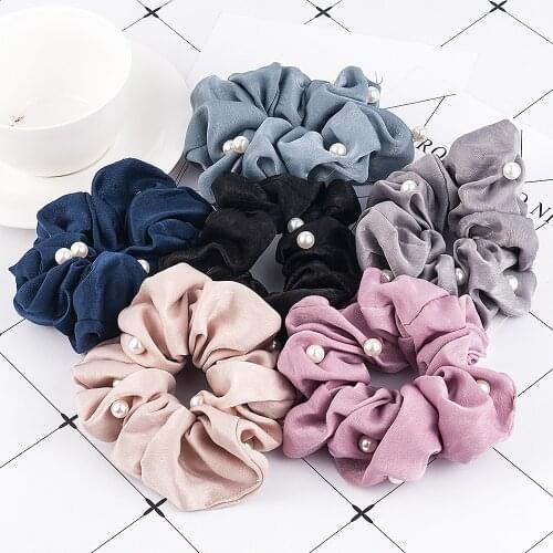 New Women Pearl Hair Scrunchies Ponytail Holder Soft Stretchy Hair Ties Vintage Elastics Hair Bands for Girls Accessories