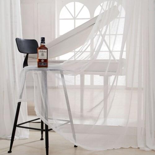 Tulle Cross hemp Solid yarn Fashion classic high quality Soft quiet white color solid voile curtain sheer tulle curtain E392