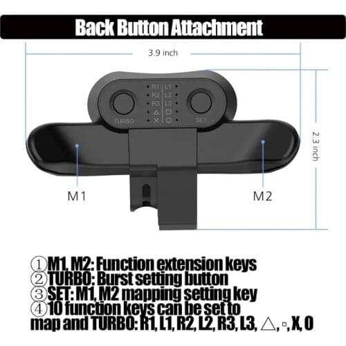 Extended Gamepad Back Button Attachment Joystick Rear Button With Turbo Key Adapter For PS4 Game Controller Accessories