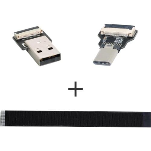 USB-C Type-C Male Data Flat Slim FPC Cable for FPV & Disk & Phone to USB 2.0 Type-A Male