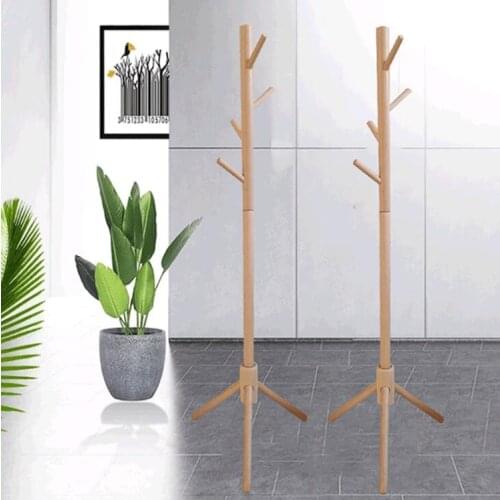 Solid wood coat rack living room bedroom hanger вешалка напольная simple floor standing coat rack hanging clothes rack