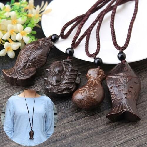Vintage Necklace Big Pendant Ethnic Necklace Wooden Fish Animal Long Necklace Ethnic Jewelry Maxi Necklace For Women Wholesale