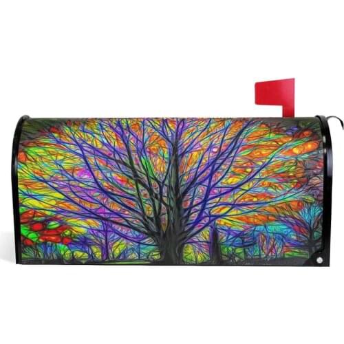 Rainbow Tree Of Life Waterproof Mailbox Cover Colorful Forest Tree Mailbox Covers Magnetic Mailbox Wraps Post Letter Box Cover