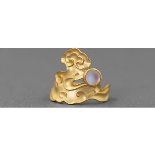 INATURE 925 Sterling Silver Jewelry Retro Punk Cloud Ring Fashion Personality Crystal Opening Adjustable Rings For Women