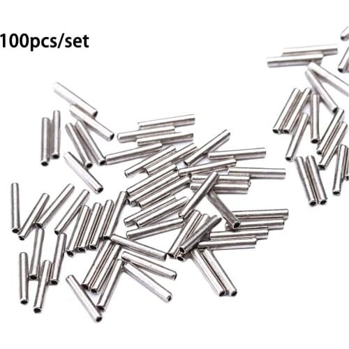 100pcs Black Round Copper Fishing Tube Fishing Wire Pipe Crimp Sleeves Connector Fishing Line Accessories Tool