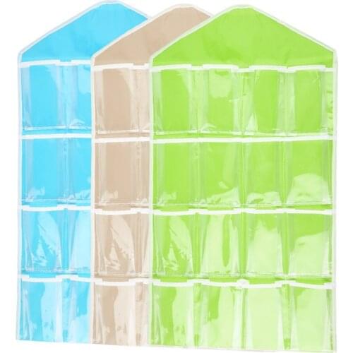 16 Grids Pockets Foldable Wardrobe Socks Briefs Organizer Clothing Hanging Bags Hanger Closet Shoes Underpants Storage Bag