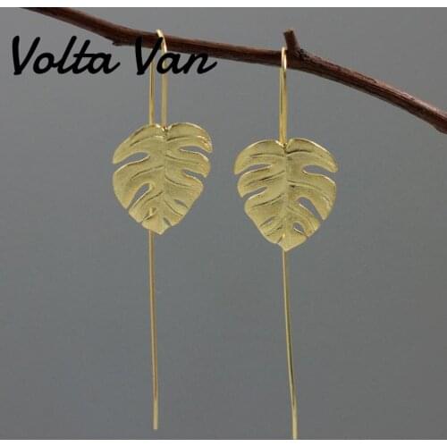 Volta Van 2021 New 925 Sterling Silver Drop Earrings Elegant Leaves Fine Jewelry Nature Vintage Party Gift Silver Earrings