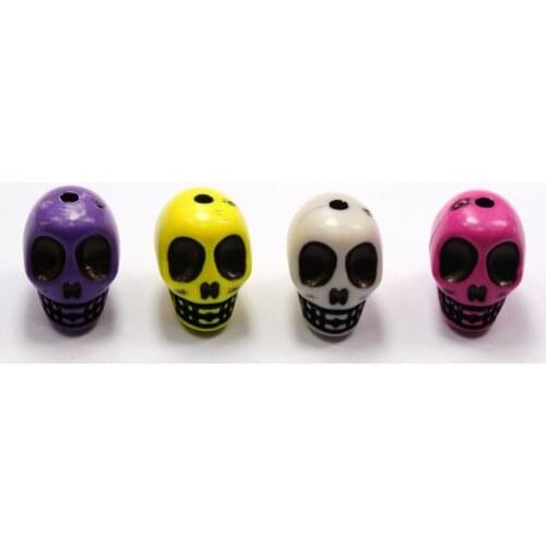 25 Mixed Color Acrylic Halloween Gothic Skull Beads Charms 18mm