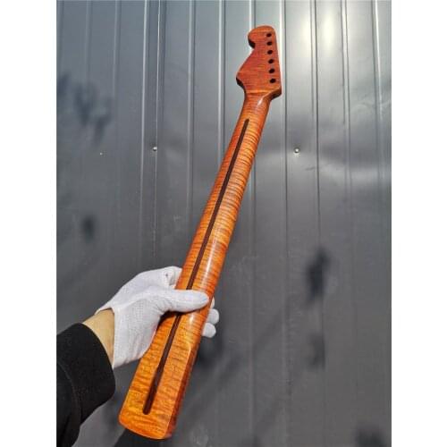 #49 New one 21 fret One Good Unfinished electric guitar neck flam tiger maple made and maple fingerboard