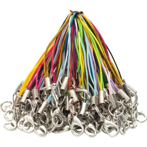 500pcs Colorful Lobster Clasp Lanyard Strap Cord Cell Phone Lariat Mobile Straps Charm Nylon Key Ring Chain Craft Pendant Diy
