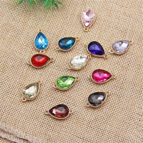 New 60pcs 10*14MM Crystal Rhinestone Waterdrop Pendant Charms DIY Jewelry Findings Ornament Accessories Earring Jewelry Pendants