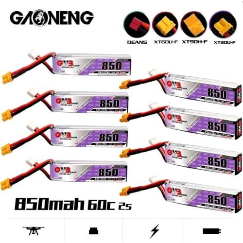 8Pcs/Set GNB 2S 850mAh 7.6V 60C/120C HV Lipo Battery with T/XT60U-F/XT90H-F/XT30U-F Plug For RC Quadrotor FPV Racing Drone Parts