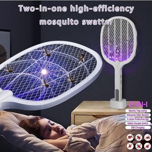 3000V Electric Mosquito Killer With UV Lamp USB 1200mAh Rechargeable Bug Zapper Summer Fly Swatter Trap Home Bug Insect Racket