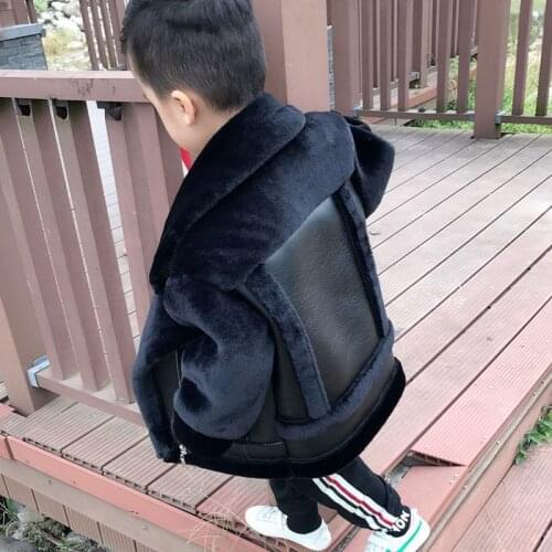 2-12T Boys & Girls Plus Velvet Leather Jacket Winter Coat 2021 New Fur one Thick Warm Pu Leather Jackets For Children