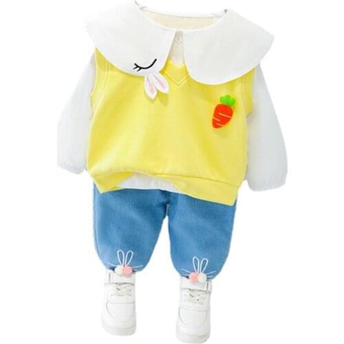 Toddler Cartoon Costume Spring Autumn Kids Vest T-shirt Pants3Pcs/sets Boy Baby Girls Casual Clothes Children Fashion Tracksuits