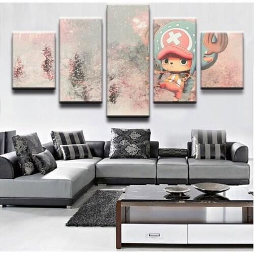 Home Decor Canvas Wall Art Pictures 5 Pieces Animation Characters Cute Tony Chopper Living Room Or Bedroom Modern Painting Frame